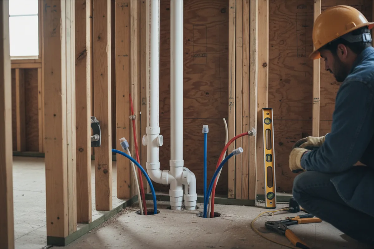 Drain and supply rough-in during Sump Pump Repair in Hodges
